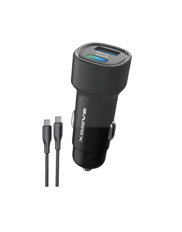 Xssive - 48W QC3.0 - Fast Car Charger - USB A & USB C -  with C-C Cable - Zwart