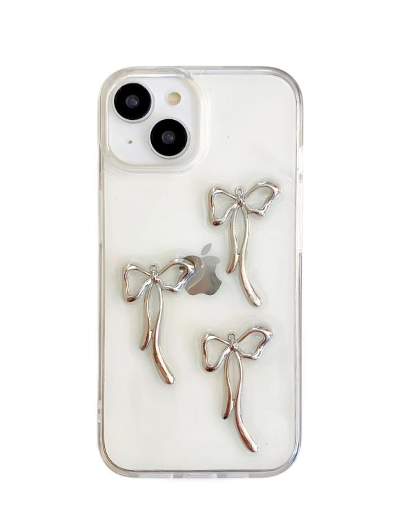 Cityhoesje - Backcover iPhone 15 - Transparant - Strikjes Grijs