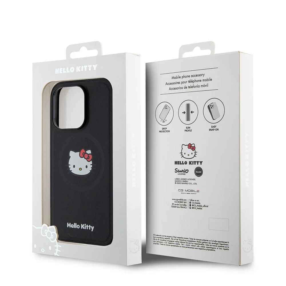 Hello Kitty iPhone 15 Pro Backcover hoesje Magsafe kitty head - Zwart8