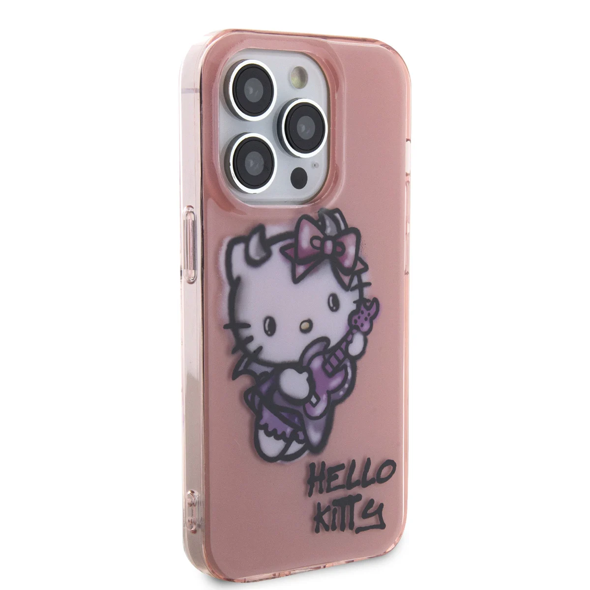 Hello Kitty iPhone 15 Pro Max TPU Back Cover hoesje - Graffiti Guitar - Roze4