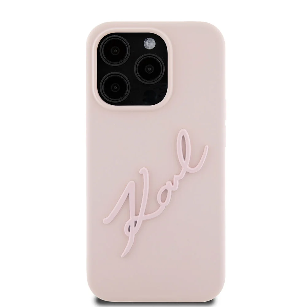 Karl Lagerfeld iPhone 15 Pro Backcover hoesje Karl script logo - Roze2