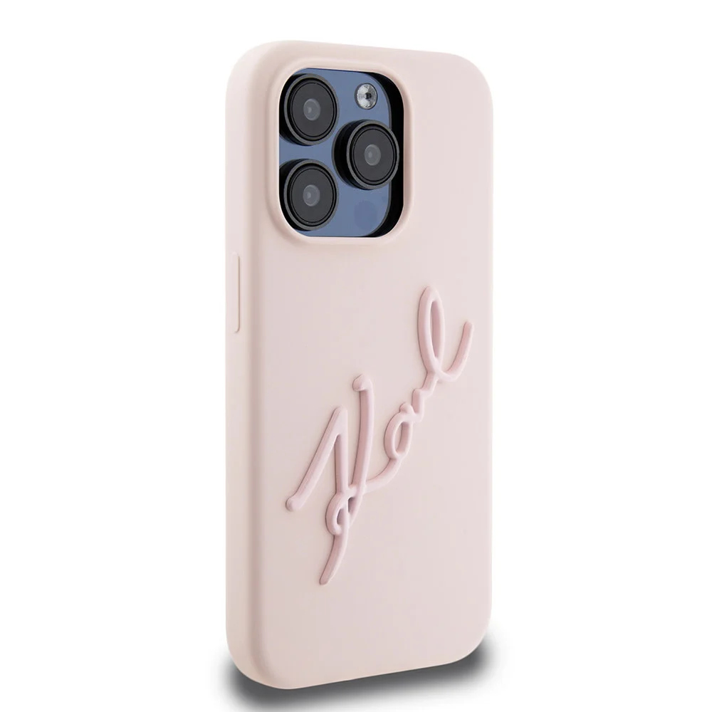 Karl Lagerfeld iPhone 15 Pro Backcover hoesje Karl script logo - Roze3