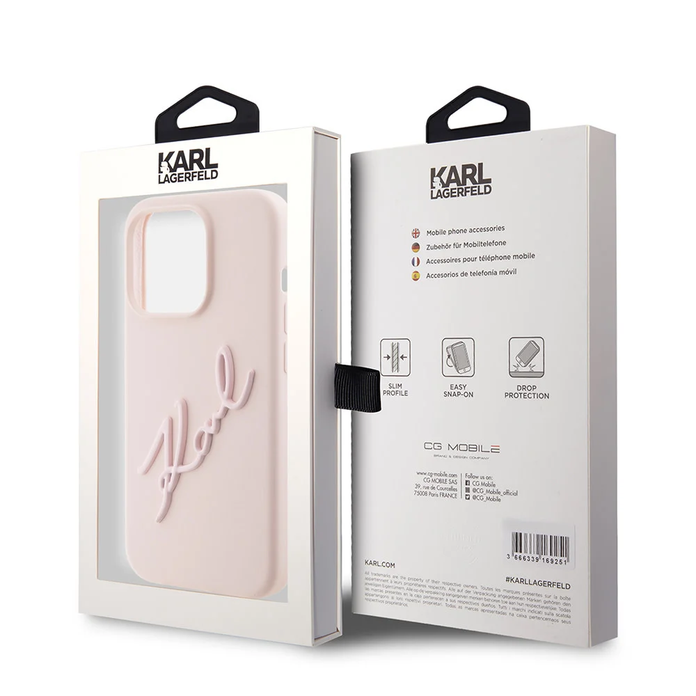 Karl Lagerfeld iPhone 15 Pro Backcover hoesje Karl script logo - Roze6