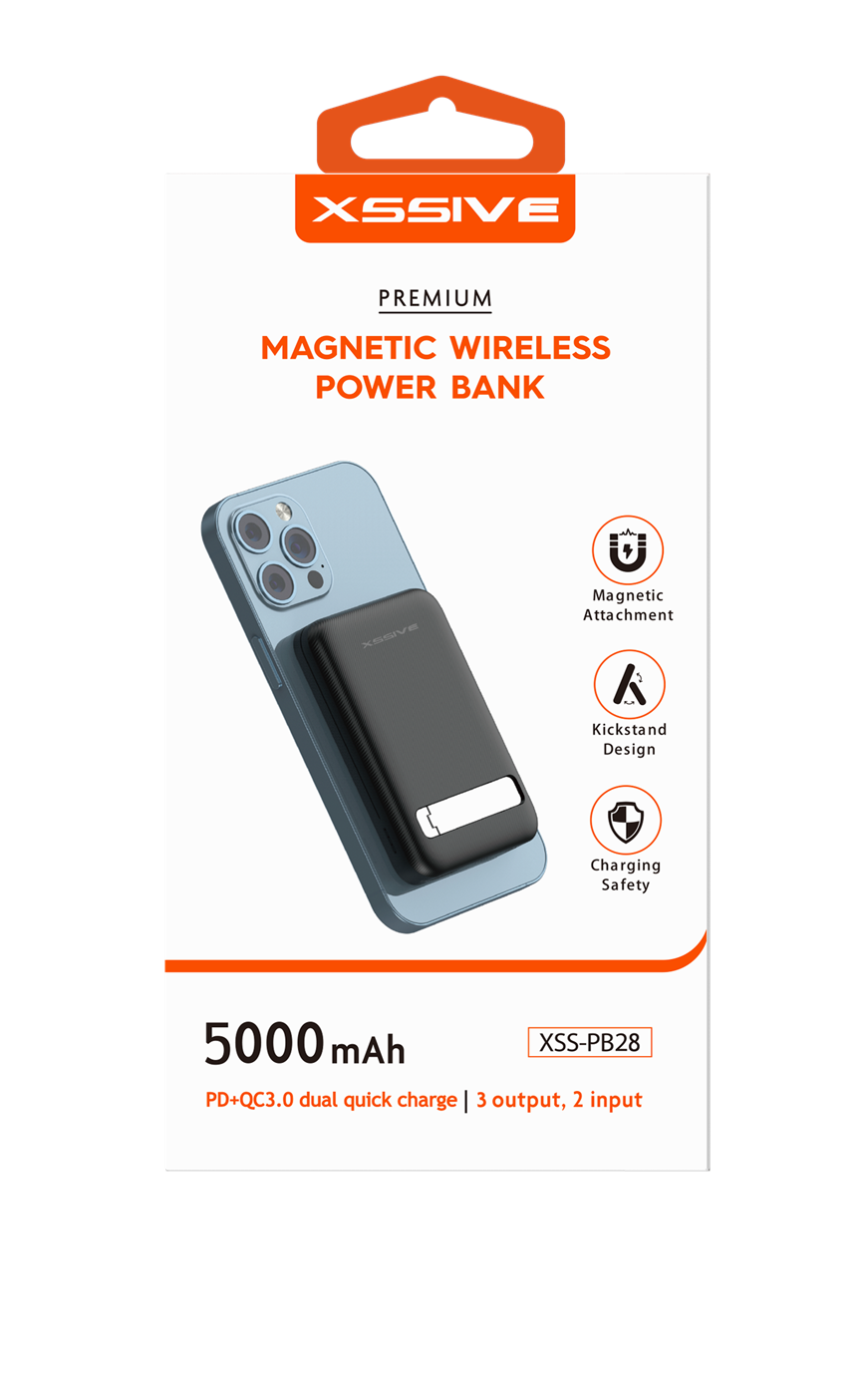 Xssive Magnetic Wireless Powerbank with Standard 5000mAh XS-PB28 - Zwart3