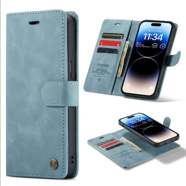 Casemania-Bookcase 2-1-Samsung A15-Incl. Pasjeshouder Licht Blauw
