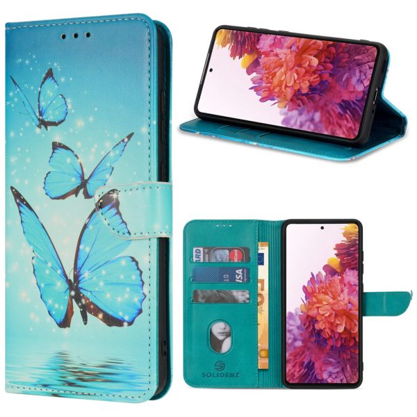Solidenz - Bookcase – Geschikt voor Samsung S24/S25 - Vlinders Blauw
