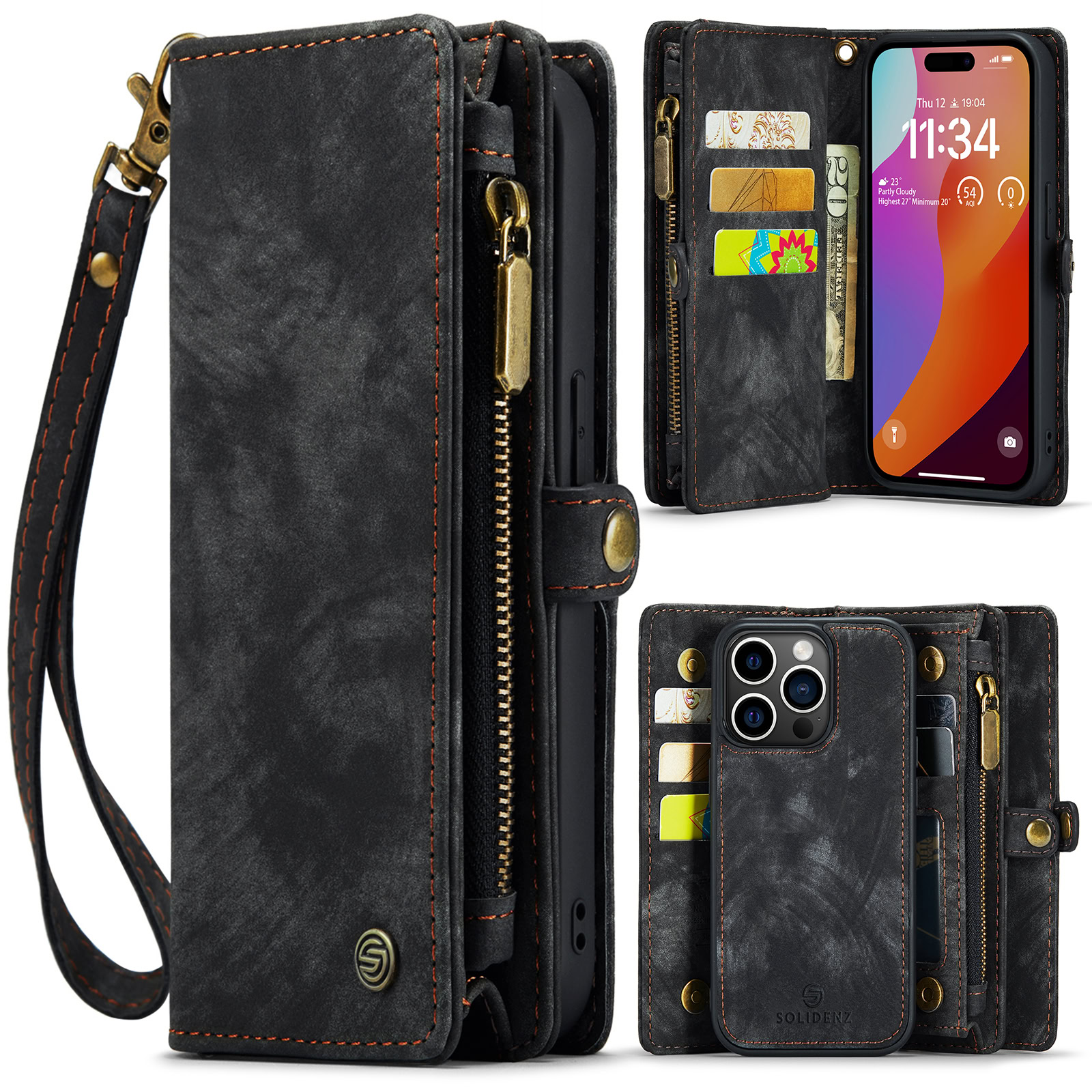 Solidenz-Urban-Wallet-iPhone-15-Pro-hoesje-Zwart-1