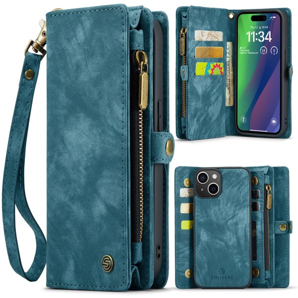 Solidenz Urban - Bookcase Wallet iPhone 14 Plus-15 Plus - 2in1 – Blauw