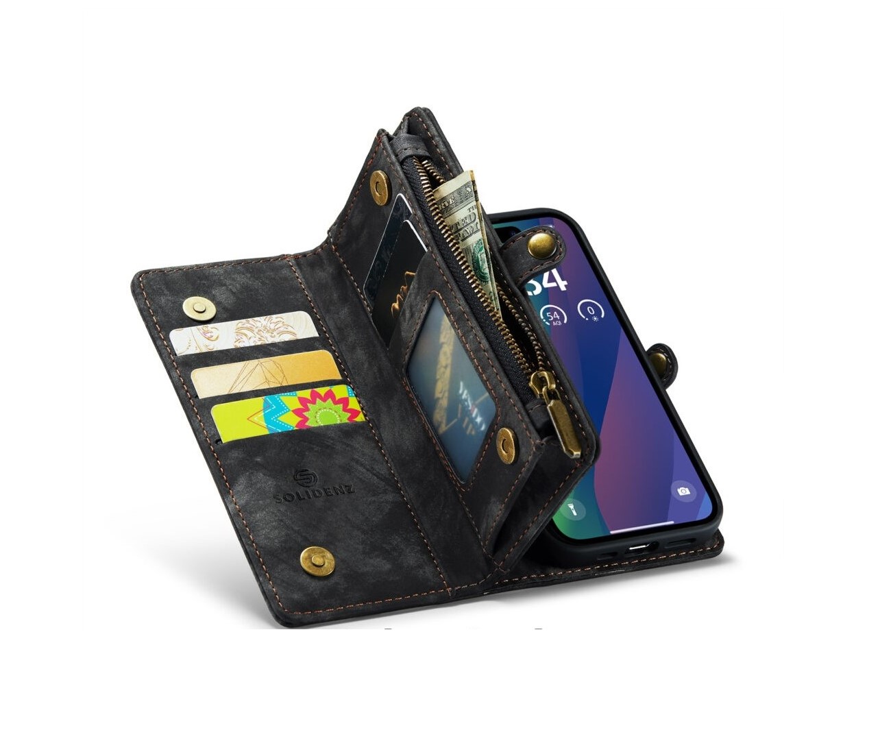 Solidenz-Urban-Wallet-iPhone 15-hoesje-Zwart-4-Cityhoesje.nl
