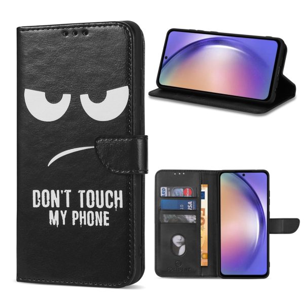 Solidenz – Bookcase – Geschikt voor – Samsung A25 – Print Don't touch my Phone-Zwart