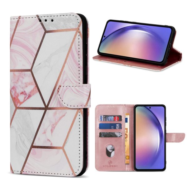 Solidenz – Bookcase – Geschikt voor – Samsung A25 – Marmer Roze