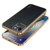 iPhone 15-Sulada Litchi Texture PU Leather Coated PC+TPU Backcover -Zwart-1-Cityhoesje.nl