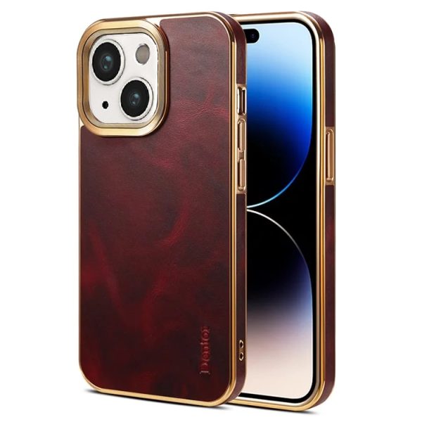 DENIOR – Backcover iPhone 15 – Waxy Textured – Leather+PC-Rood