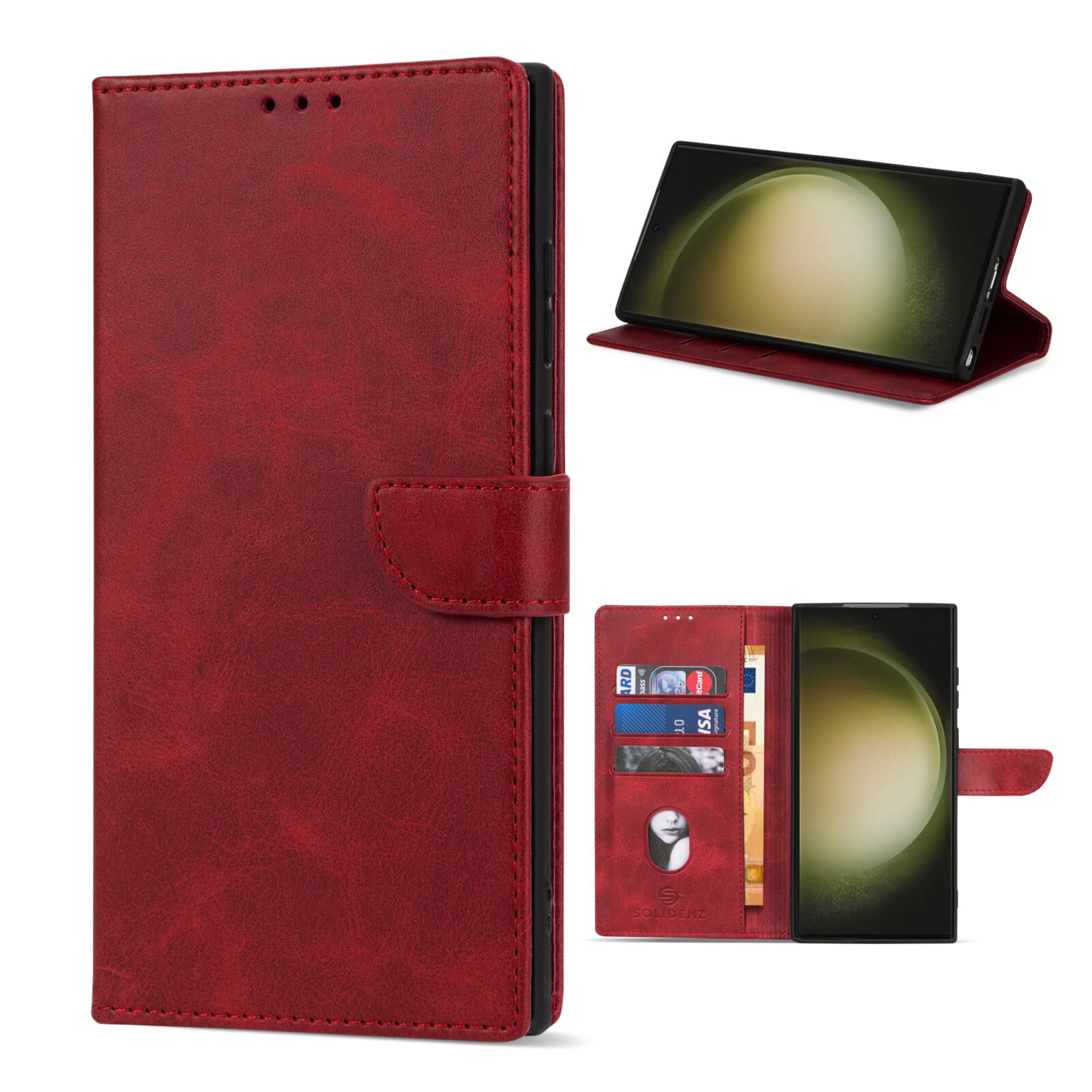 Solidenz – Bookcase – Geschikt voor – Samsung S24 Ultra – Rood - Afbeelding 1