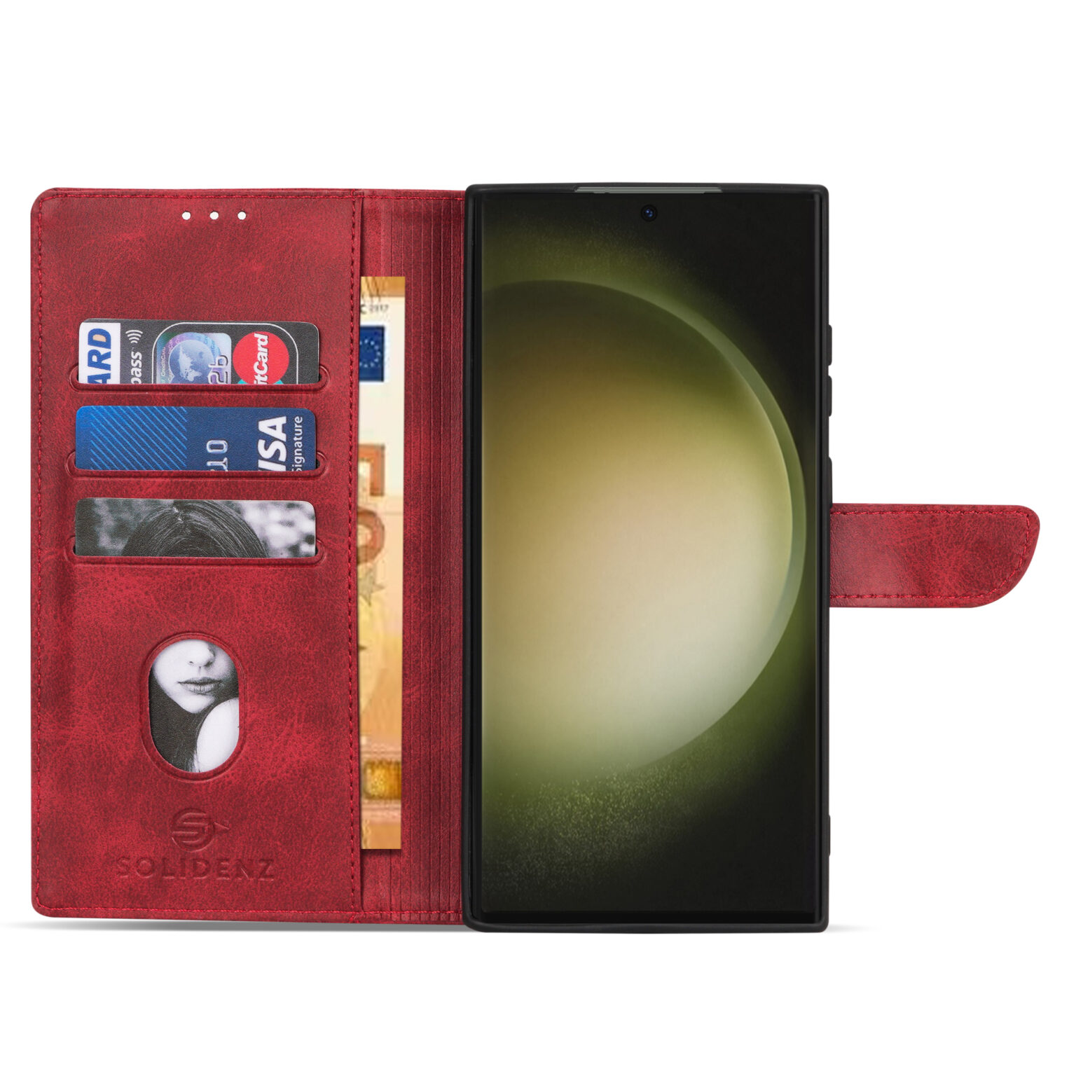Solidenz – Bookcase – Geschikt voor – Samsung S24 Ultra – Rood - Afbeelding 3