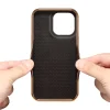 iPhone 15 Pro-Denior Waxy Textured Backcase Cow Leather+PC+TPU Electroplating -Paars-6-Cityhoesje.nl