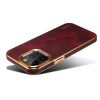 iPhone 15 Pro-Denior Waxy Textured Backcase Cow Leather+PC+TPU Electroplating -Rood-4-Cityhoesje.nl
