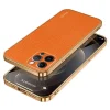 iPhone 15 Pro-Sulada Litchi Texture PU Leather Coated PC+TPU Backcover - Oranje-1-Cityhoesje.nl