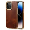 iPhone 15 ProMax-Denior Waxy Textured Backcase Cow Leather+PC+TPU Electroplating -Bruin-1-Cityhoesje.nl