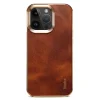 iPhone 15 ProMax-Denior Waxy Textured Backcase Cow Leather+PC+TPU Electroplating -Bruin-2-Cityhoesje.nl