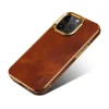 iPhone 15 ProMax-Denior Waxy Textured Backcase Cow Leather+PC+TPU Electroplating -Bruin-5-Cityhoesje.nl