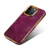 iPhone 15 ProMax-Denior Waxy Textured Backcase Cow Leather+PC+TPU Electroplating -Paars-5-Cityhoesje.nl