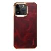 iPhone 15 ProMax-Denior Waxy Textured Backcase Cow Leather+PC+TPU Electroplating -Rood-2-Cityhoesje.nl