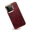 iPhone 15 ProMax-Denior Waxy Textured Backcase Cow Leather+PC+TPU Electroplating -Rood-3-Cityhoesje.nl