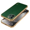 iPhone 15 ProMax-Sulada Litchi Texture PU Leather Coated PC+TPU Backcover -Groen-1-Cityhoesje.nl