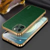 iPhone 15 ProMax-Sulada Litchi Texture PU Leather Coated PC+TPU Backcover -Groen-2-Cityhoesje.nl