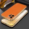 iPhone 15 ProMax-Sulada Litchi Texture PU Leather Coated PC+TPU Backcover - Oranje-2-Cityhoesje.nl