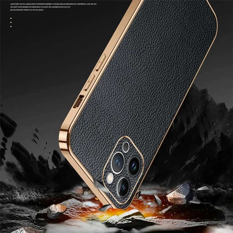 Sulada – Backcover iPhone 15 Pro Max - PU Leather Coated PC+TPU – Zwart - Afbeelding 5