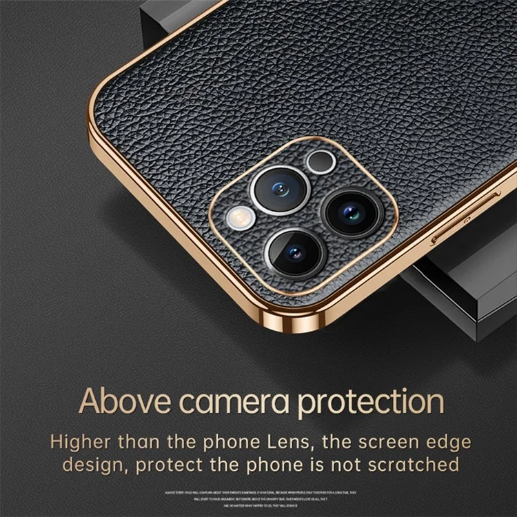 Sulada – Backcover iPhone 15 Pro Max - PU Leather Coated PC+TPU – Zwart - Afbeelding 7
