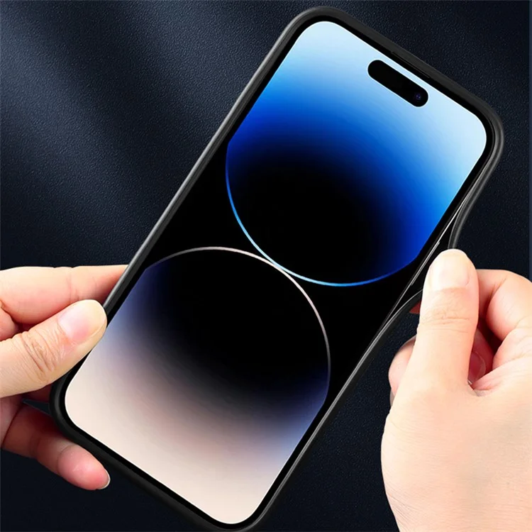 iPhone 15-X-LEVEL For Line Splicing Anti-Slip Cover PU Leather Coated TPU Wear-Resistant Backcase - Zwart-5-Cityhoesje.nl