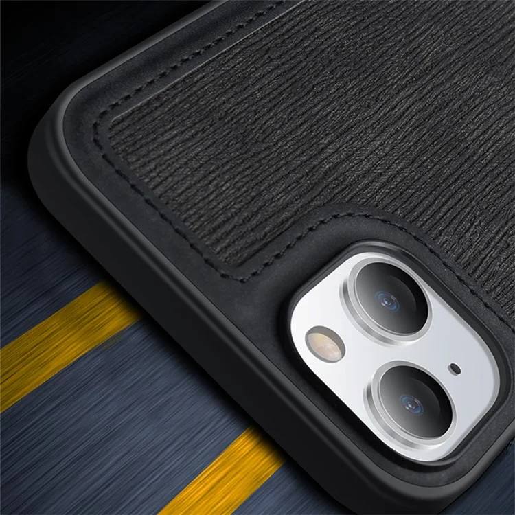 iPhone 15-X-LEVEL For Line Splicing Anti-Slip Cover PU Leather Coated TPU Wear-Resistant Backcase - Zwart-6-Cityhoesje.nl