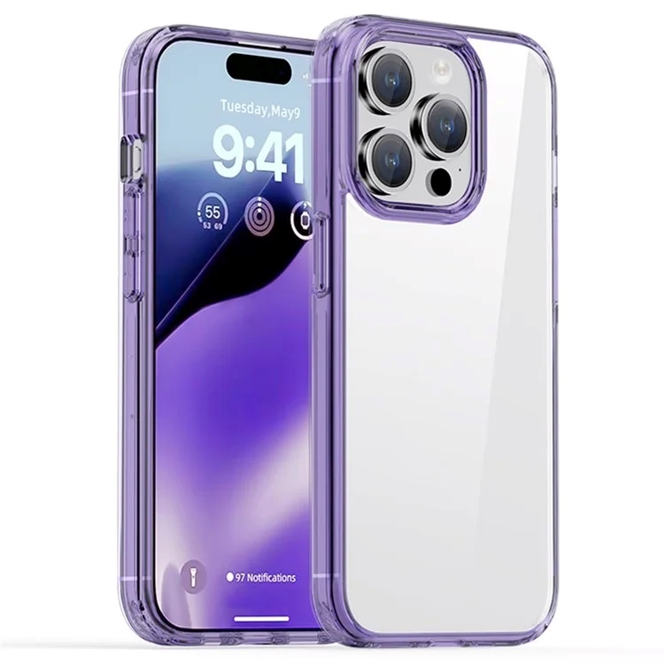 IPAKY – Backcover iPhone 15 Pro Max – Transparant - Paars - Afbeelding 1