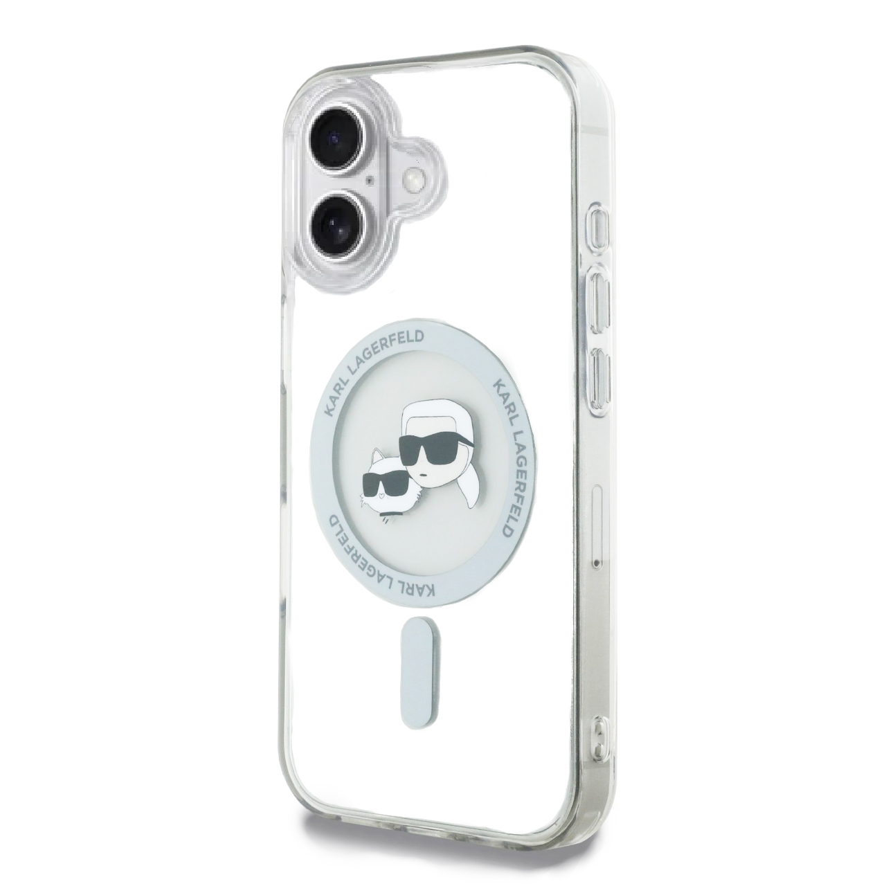 Karl Lagerfeld - Backcover iPhone 16 - Magsafe - IML metal - Wit - Transparant - Afbeelding 1