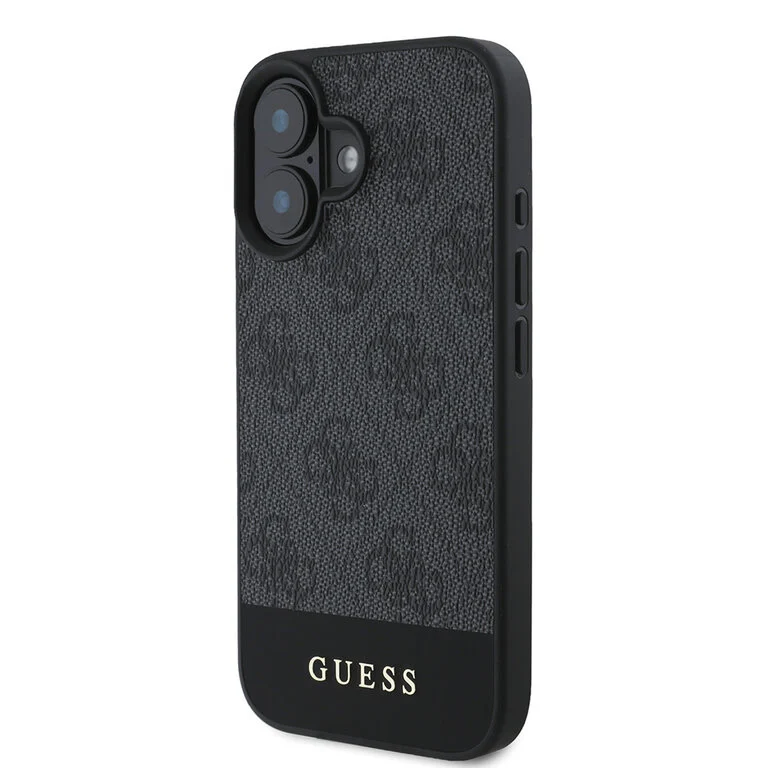 Guess iPhone 16-Backcover hoesje 4G PU bottom stripe - Grijs-2-Cityhoes.nl