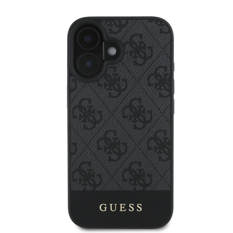 Guess iPhone 16-Backcover hoesje 4G PU bottom stripe - Grijs-3-Cityhoes.nl