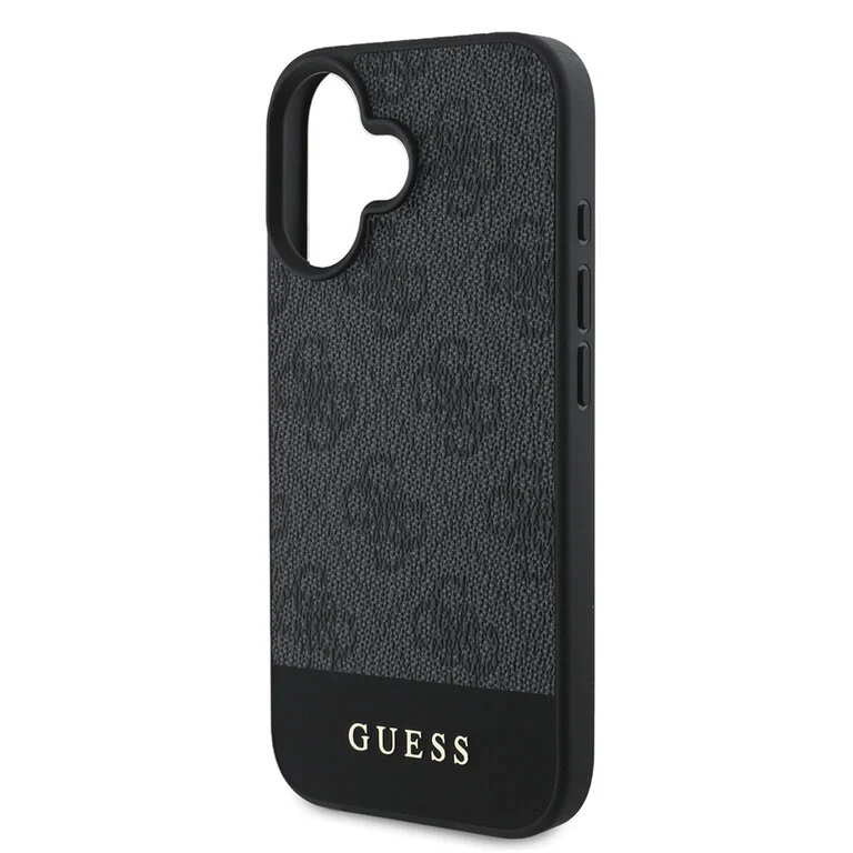 Guess iPhone 16-Backcover hoesje 4G PU bottom stripe - Grijs-6-Cityhoes.nl