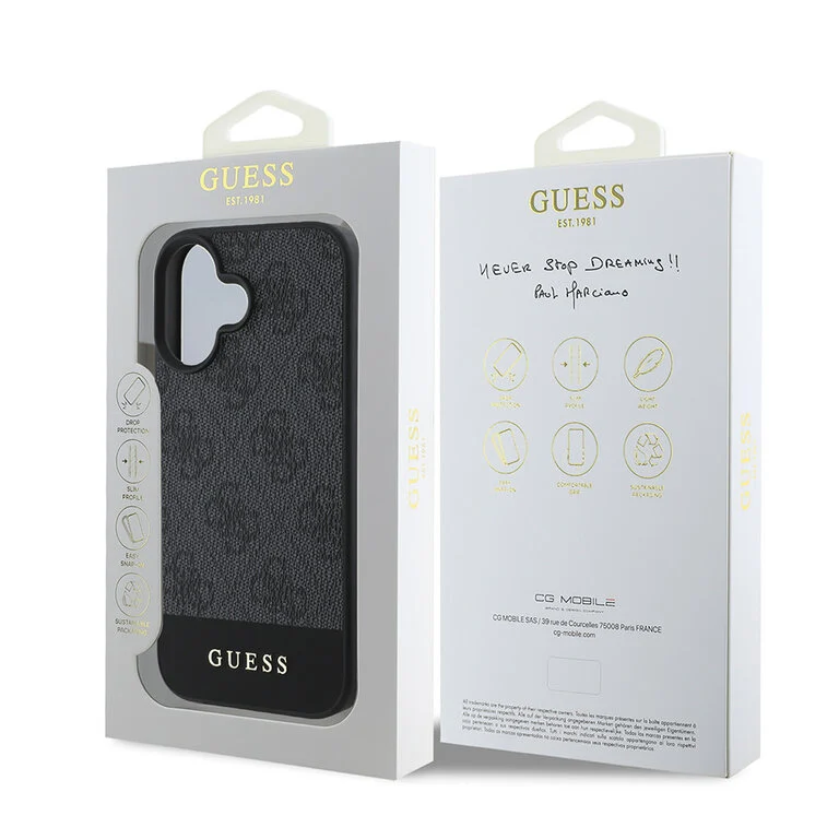 Guess iPhone 16-Backcover hoesje 4G PU bottom stripe - Grijs-8-Cityhoes.nl
