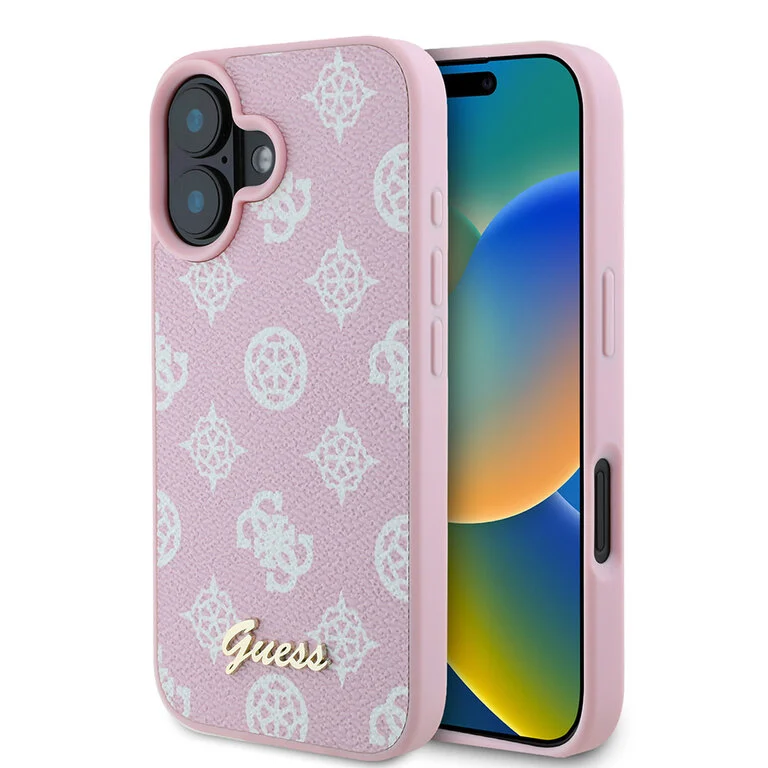 Guess iPhone 16 Backcover hoesje Magsafe PU peony - Roze-1-Cityhoesje.nl