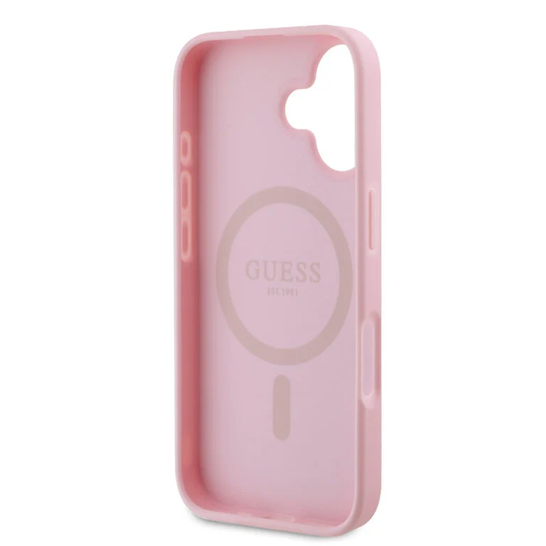 Guess iPhone 16 Backcover hoesje Magsafe PU peony - Roze-7-Cityhoesje.nl