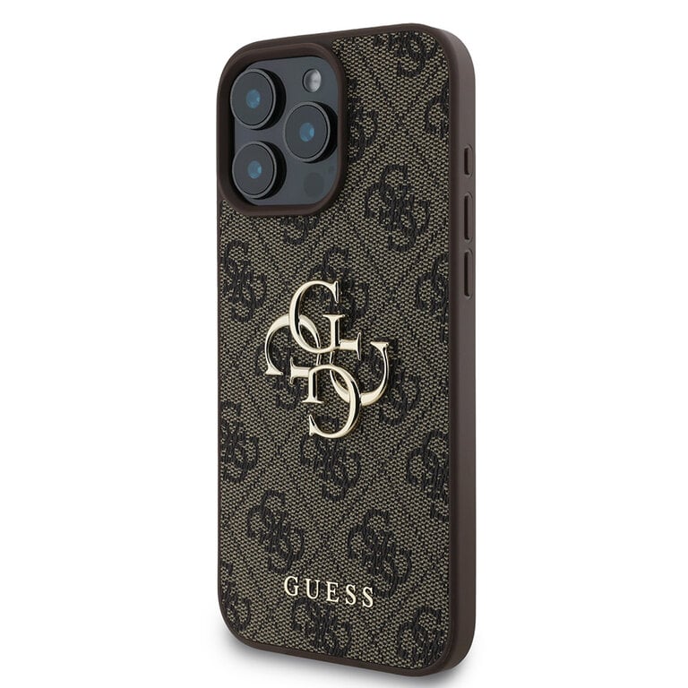 Guess iPhone 16 Pro-Backcover hoesje 4G PU big Logo - Bruin-2-Cityhoesje.nl