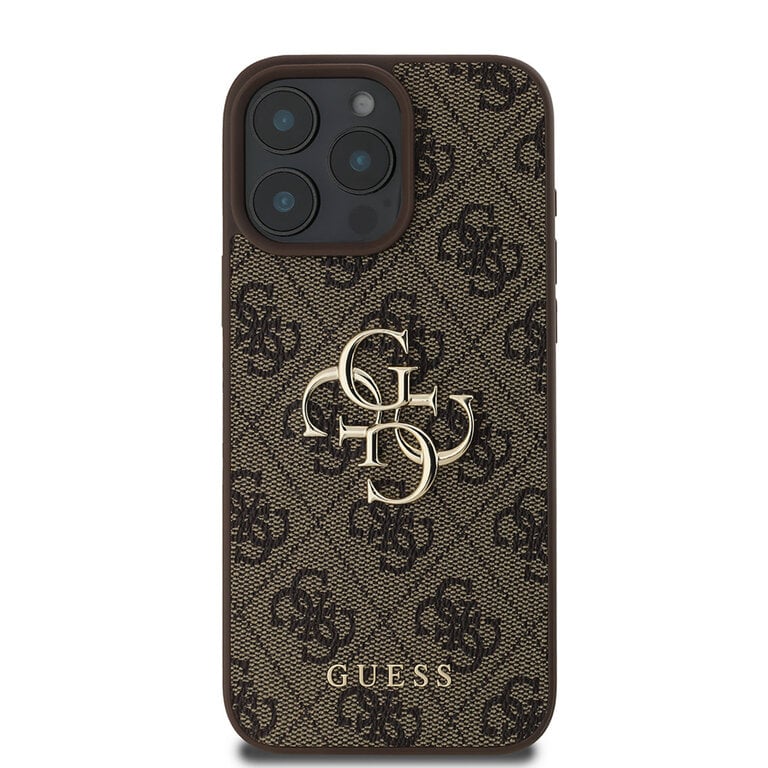 Guess iPhone 16 Pro-Backcover hoesje 4G PU big Logo - Bruin-3-Cityhoesje.nl