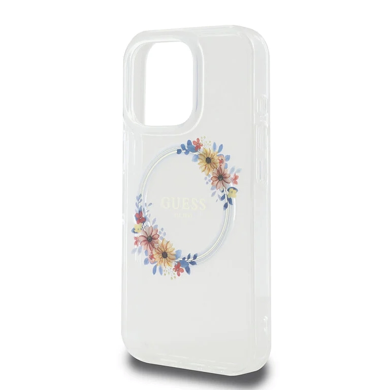 Guess iPhone 16 Pro Max Backcover hoesje Magsafe IML flowers - Transparant-6-Cityhoesje.nl