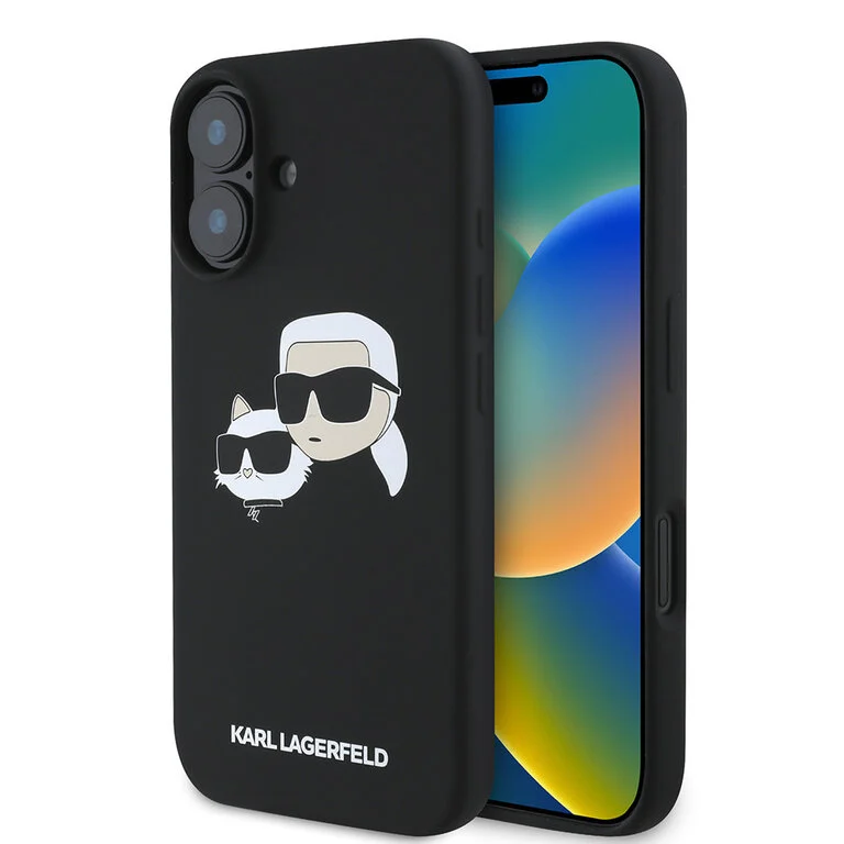 Karl Lagerfeld iPhone 16- Backcover hoesje Magsafe SIL double - Zwart-1-Cityhoesje.nl