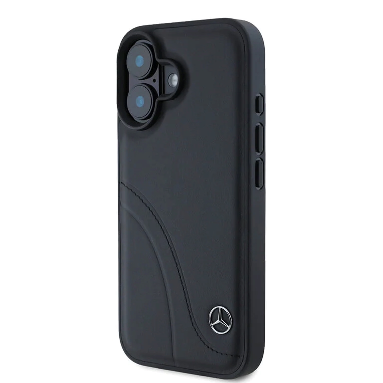 Mercedes Benz - Backcover iPhone 16 - Curved stiches - Zwart - Afbeelding 2