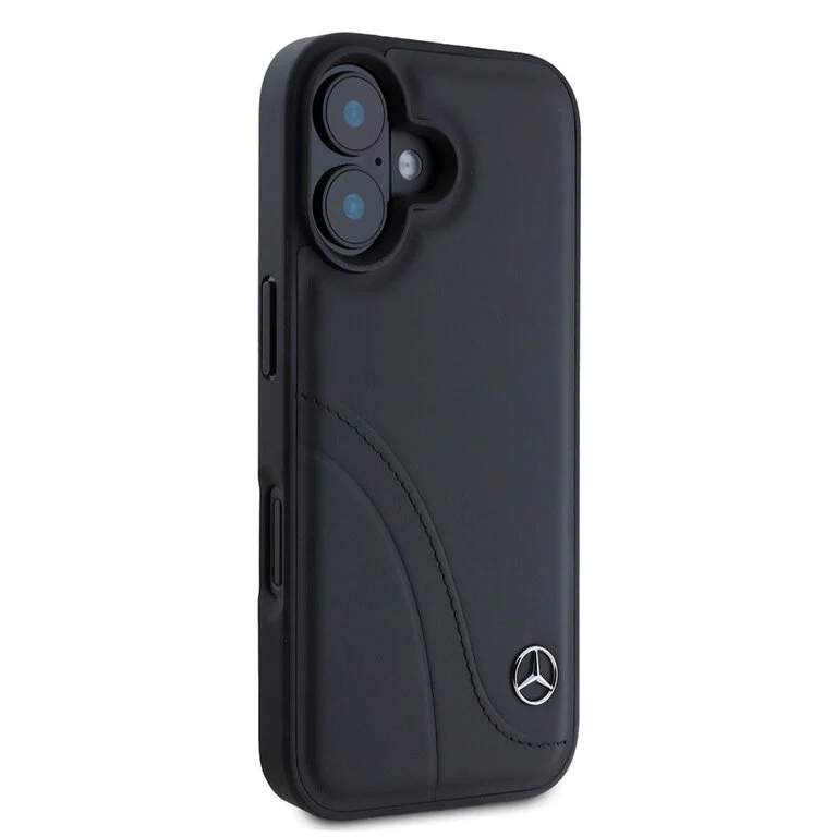 Mercedes Benz - Backcover iPhone 16 - Curved stiches - Zwart - Afbeelding 4