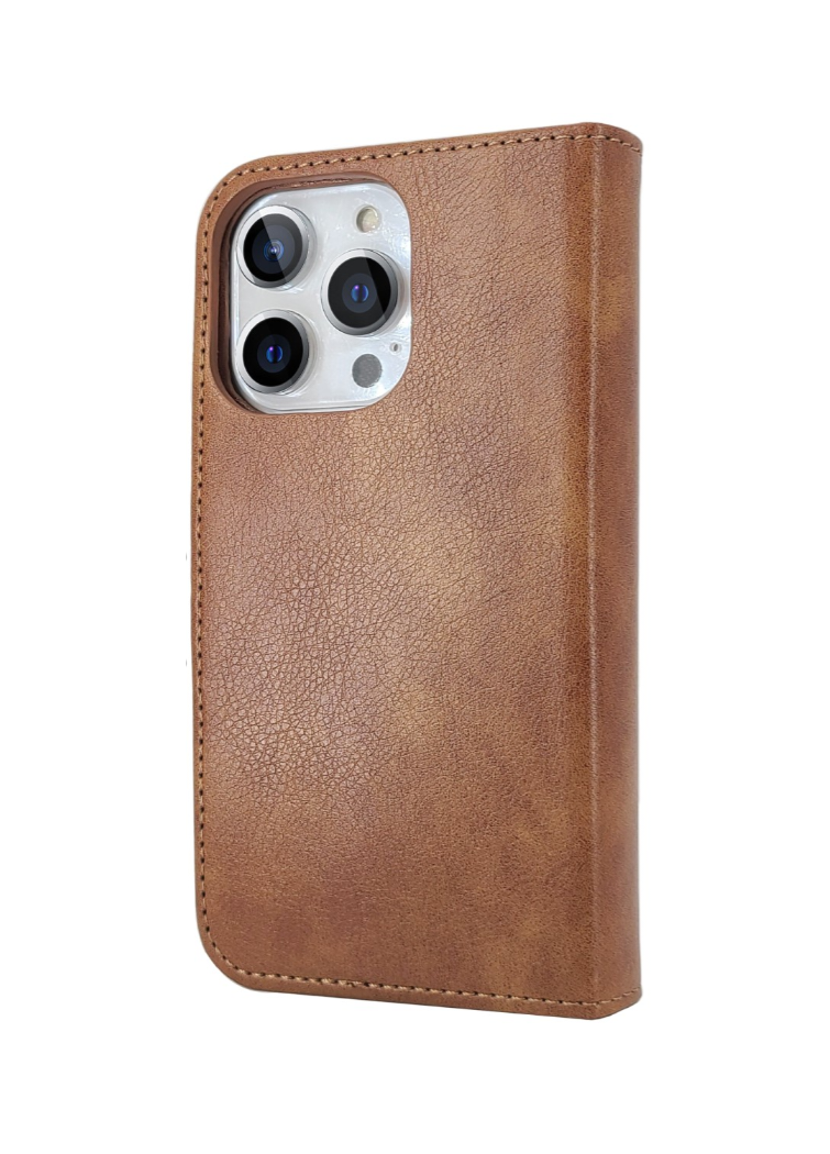 Casemania – Bookcase iPhone 16 Pro – 2 in 1 - 6 Pasjes - Bruin - Afbeelding 2